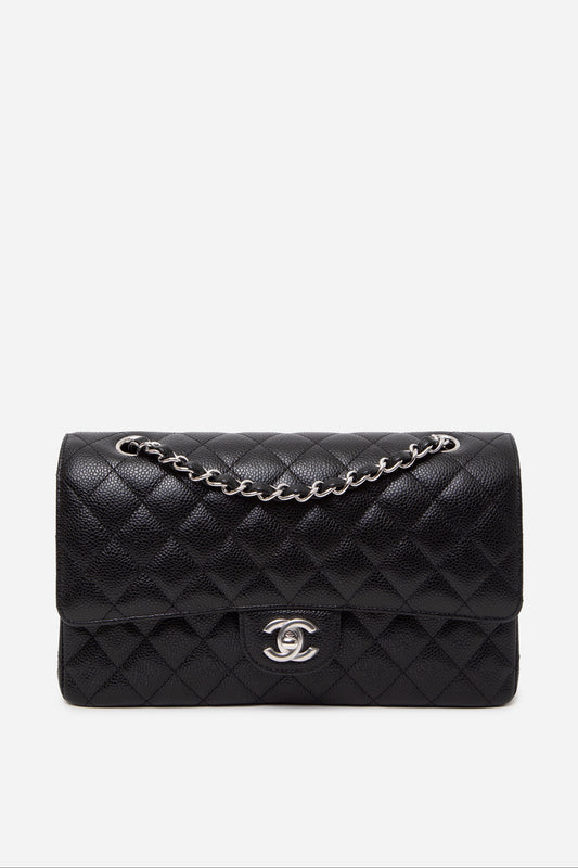 Pre-Owned Chanel 2023 Black Caviar Medium Classic Double Flap Bag