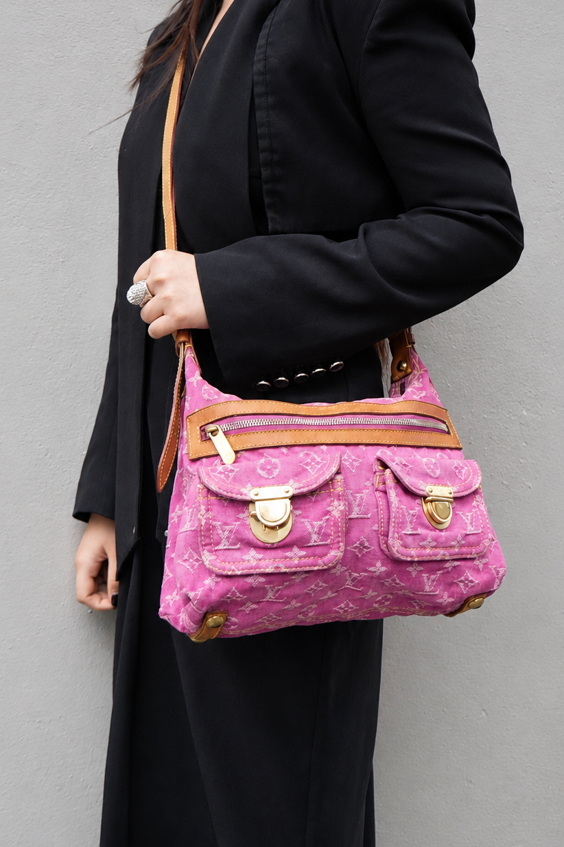 Louis Vuitton Pink Monogram Denim Baggy Crossbody Bag