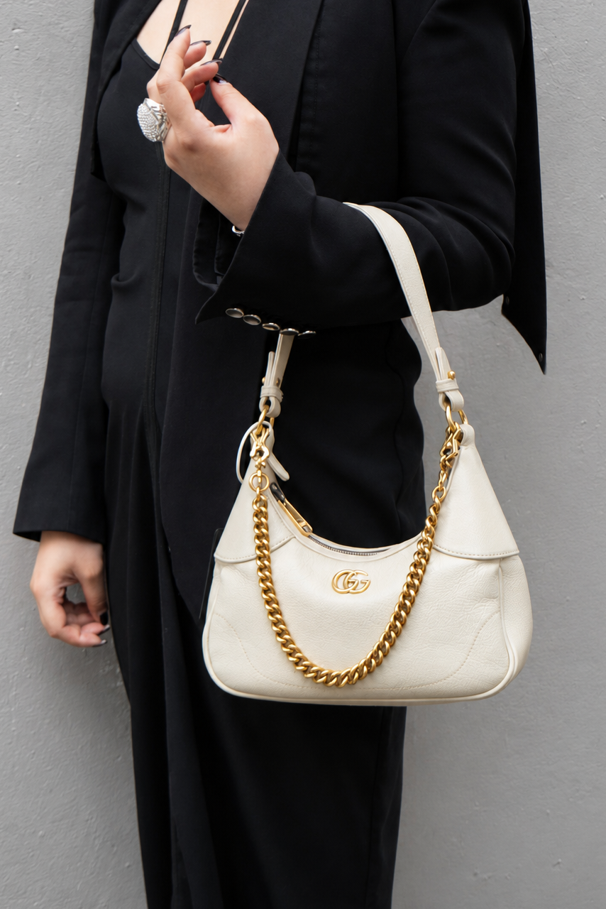 Gucci Goatskin Small Aphrodite Shoulder Bag Cream