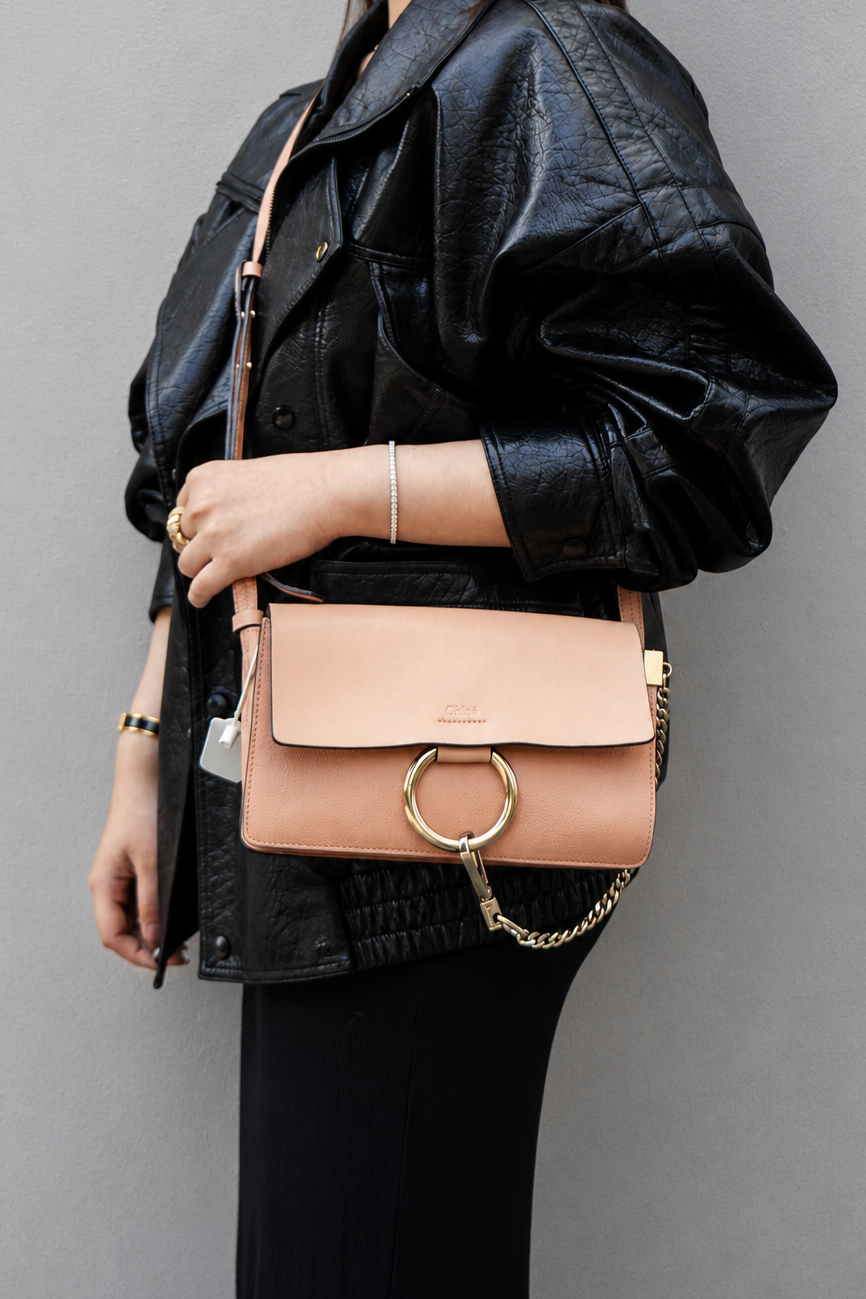 Chloe Calfskin Small Faye Shoulder Bag Beige