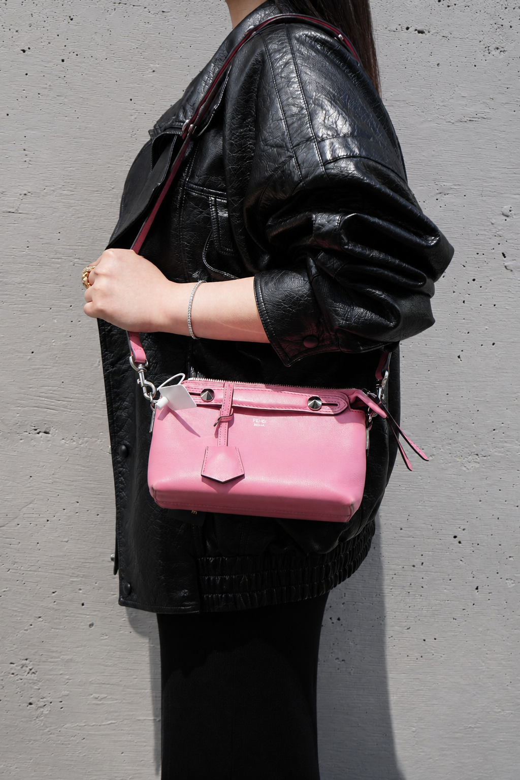 Fendi Light Pink Mini By The Way Top Handle With Strap