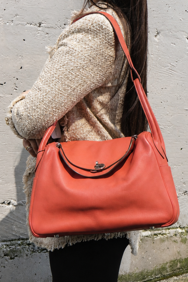 Hermes 2015 Lindy 34 Leather Shoulder Bag Rose