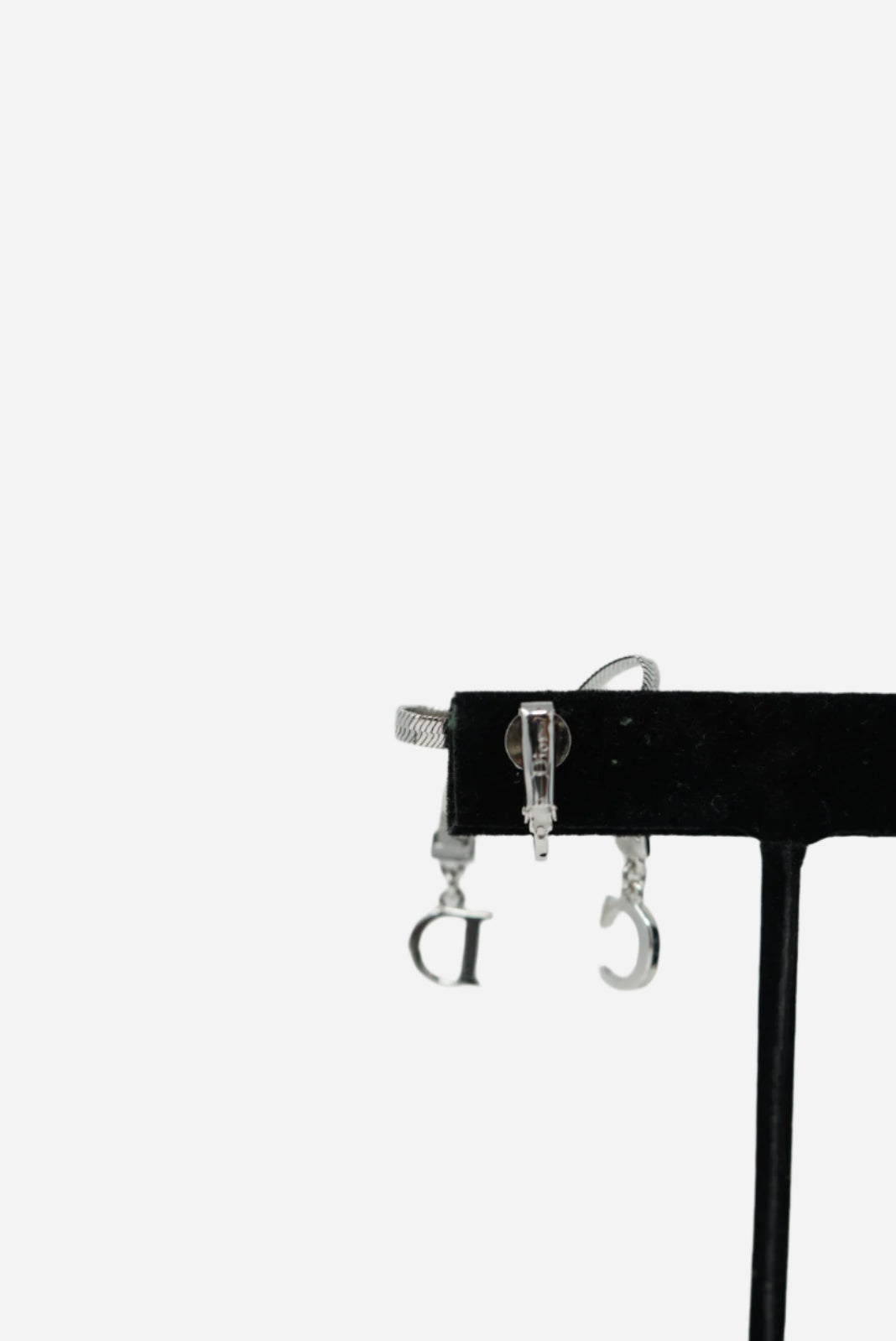 Dior Vintage Bow CD Clip-On Earrings Silver-Tone
