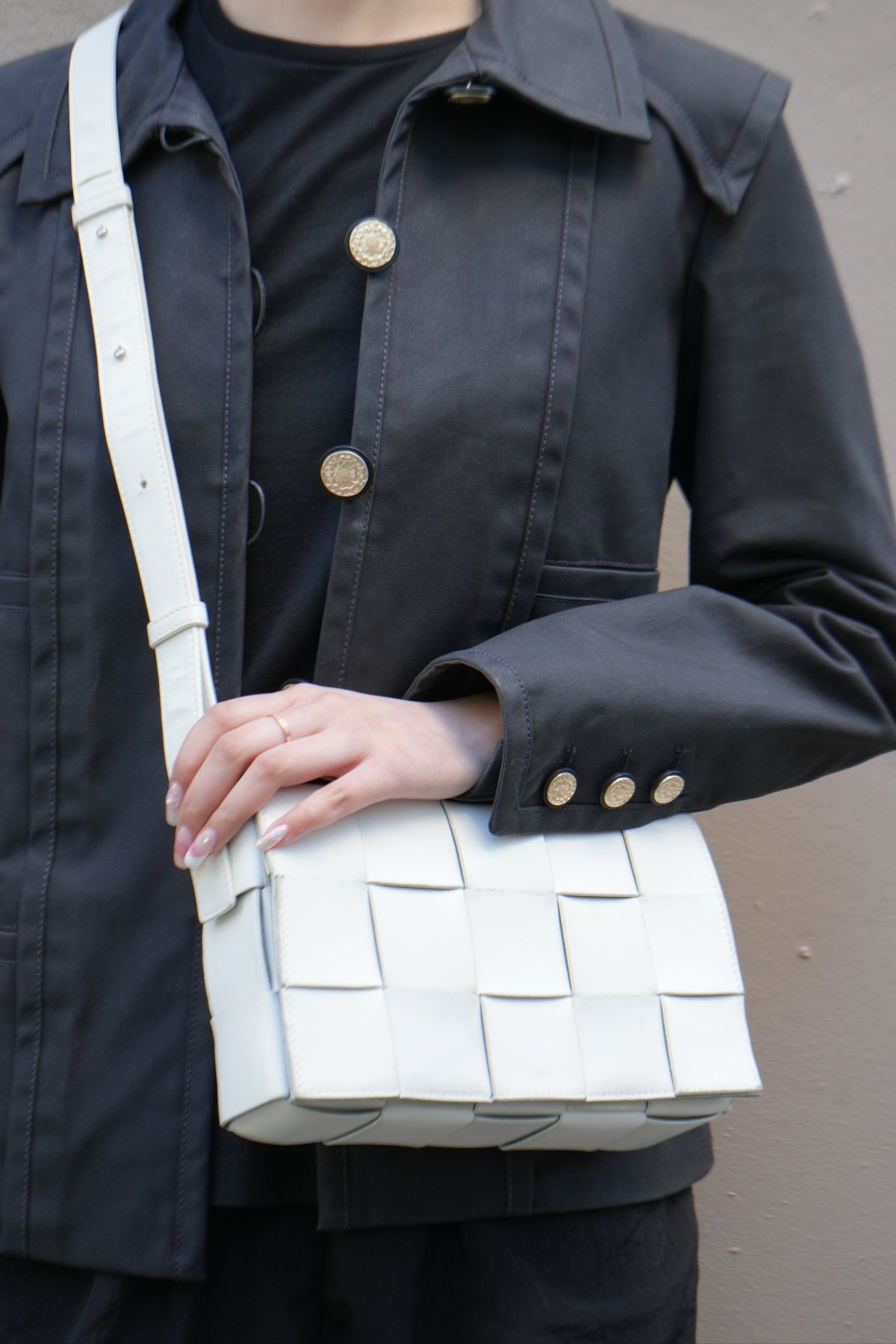 Bottega Veneta White Small Cassette Crossbody