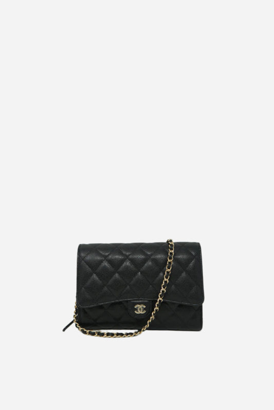 Pre-Owned Chanel 2024 Caviar Classic Clutch with Chain NWT