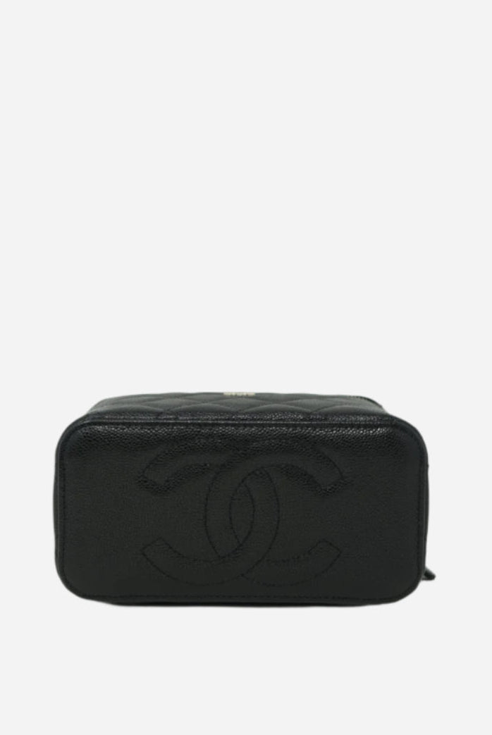 Pre-Owned Chanel 2023-2024 Caviar Long Vanity Case Crossbody