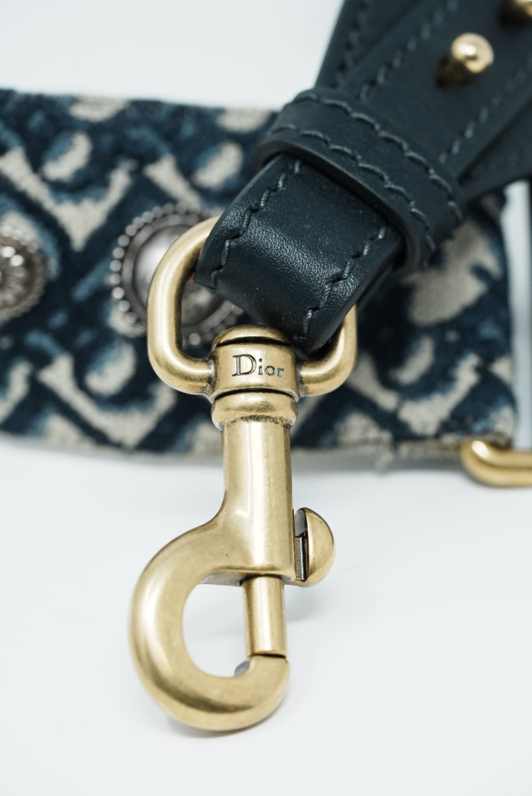 Christian Dior Shoulder Strap with Ring Blue Oblique