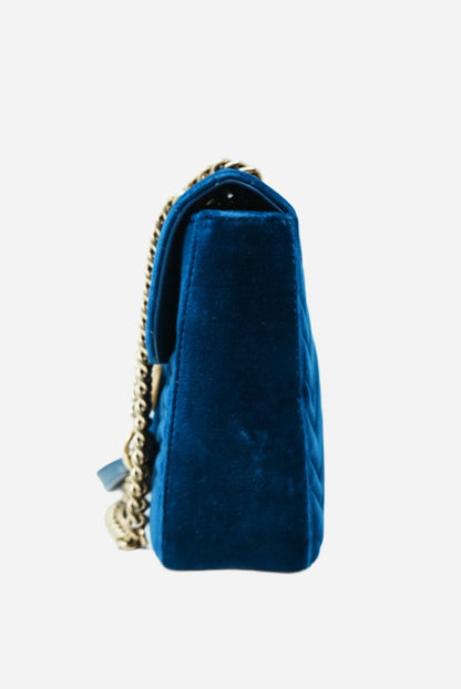 Gucci Blue Velvet GG Marmont Medium
