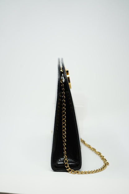 Salvatore Ferragamo Gancini Shoulder Bag Black Calfskin