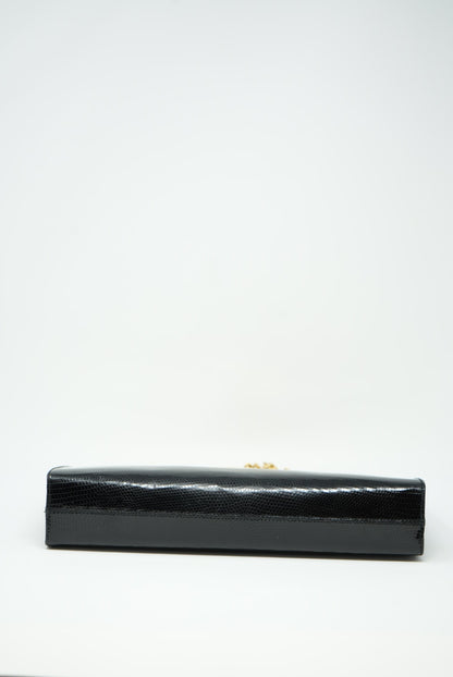 Salvatore Ferragamo Gancini Shoulder Bag Black Calfskin