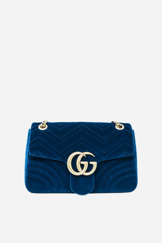 Gucci Blue Velvet GG Marmont Medium