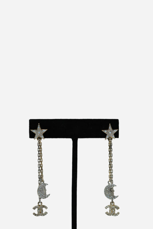 Pre-Owned Chanel 2017 Star CC Drop Earrings