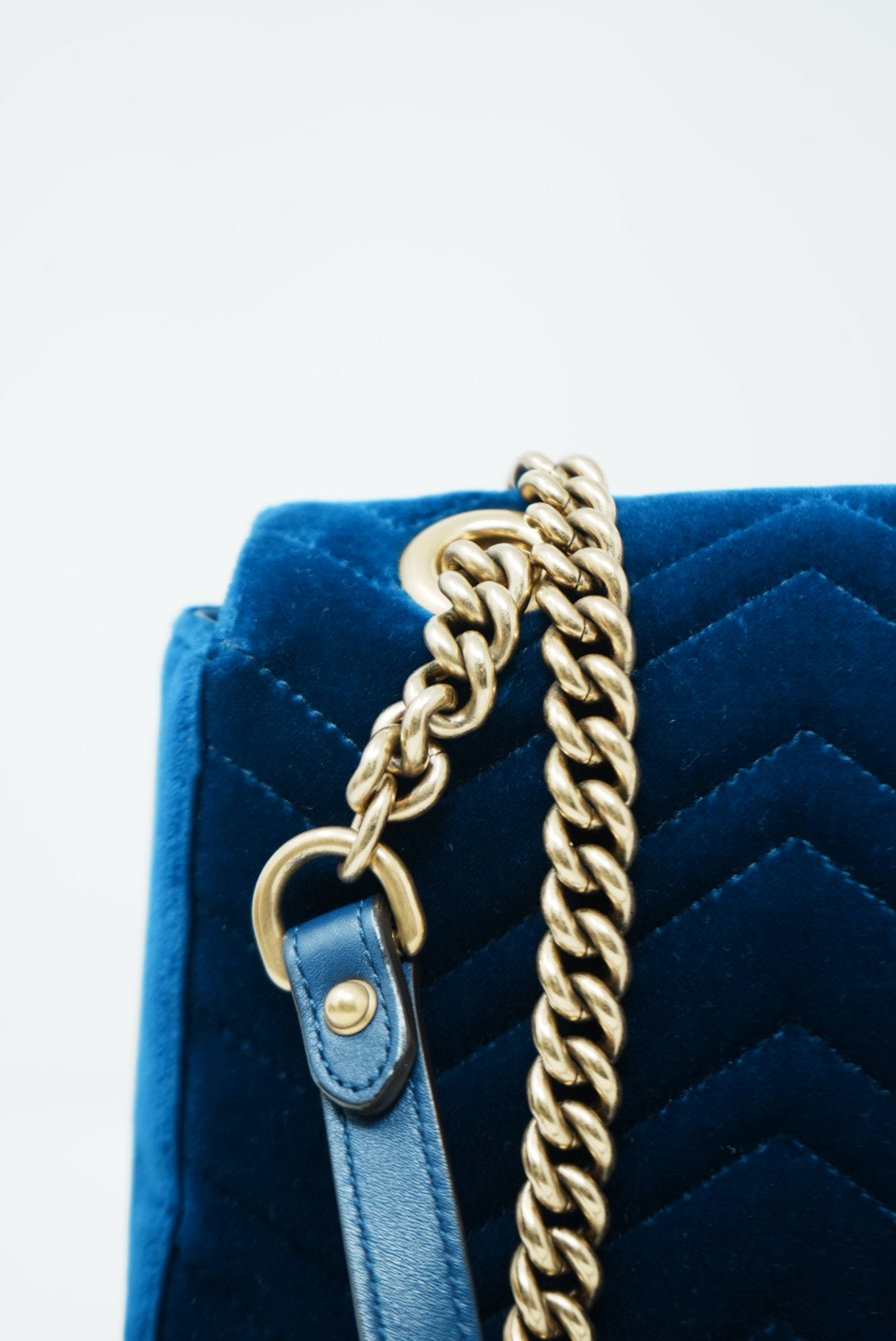 Gucci Blue Velvet GG Marmont Medium
