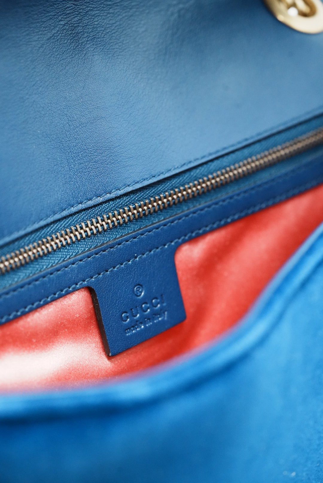 Gucci Blue Velvet GG Marmont Medium