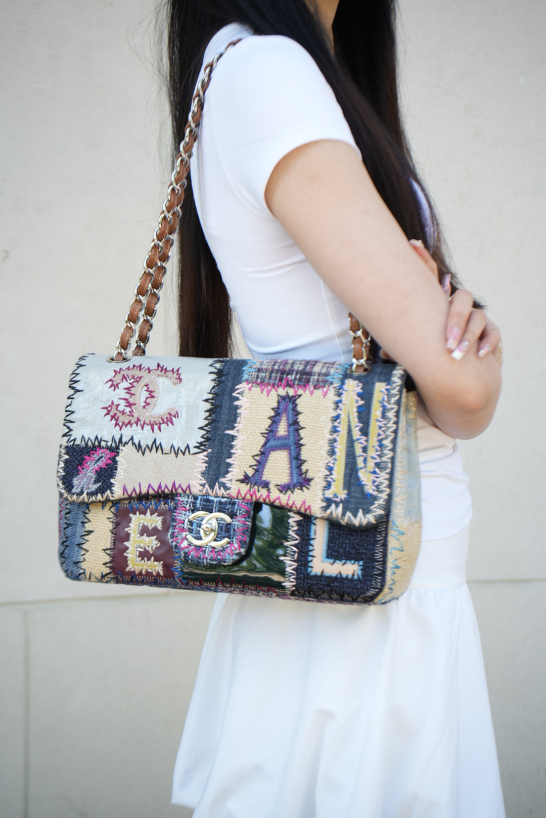 Pre-Owned Chanel 2012 Jumbo Patchwork Single Flap Bag