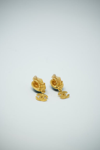 Pre-Owned CHANEL 1995 Gripoix Green Earrings Clip-On-95A
