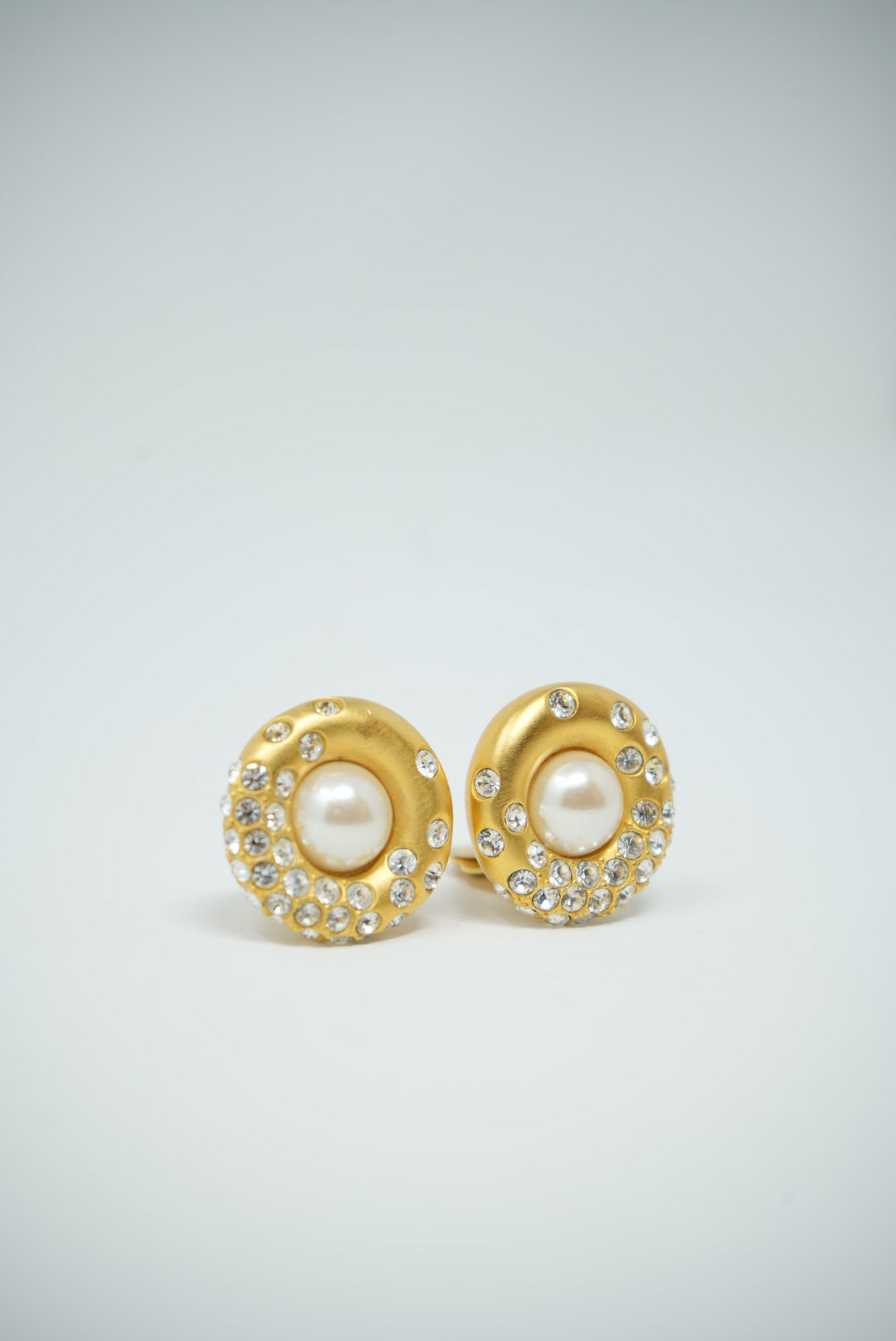 Givenchy Faux Pearl Rhinestone Earrings Clip-On