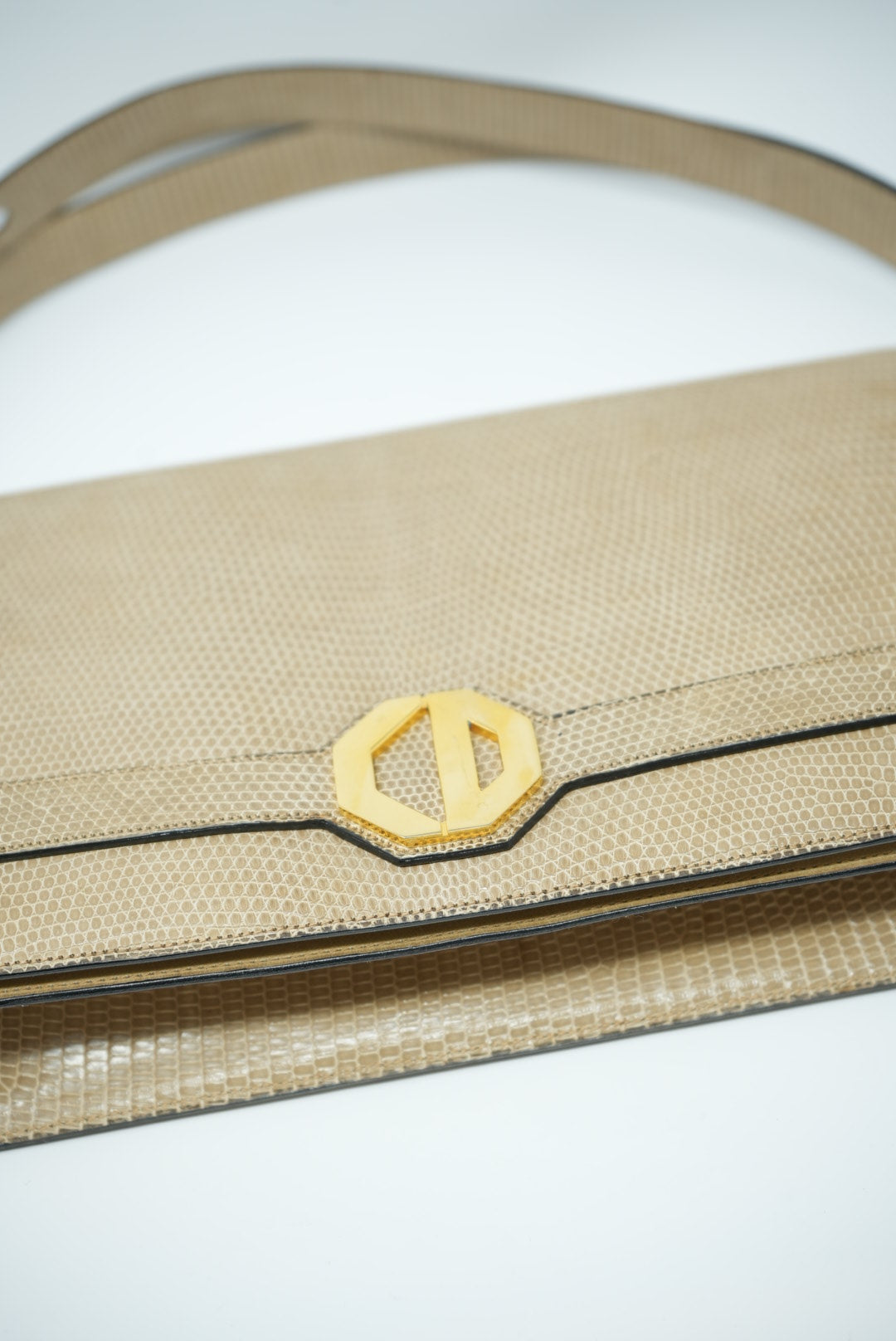 Dior Lizard Shoulder Bag Beige