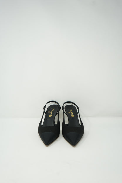 Pre-Owned Chanel Satin Slingback Heels