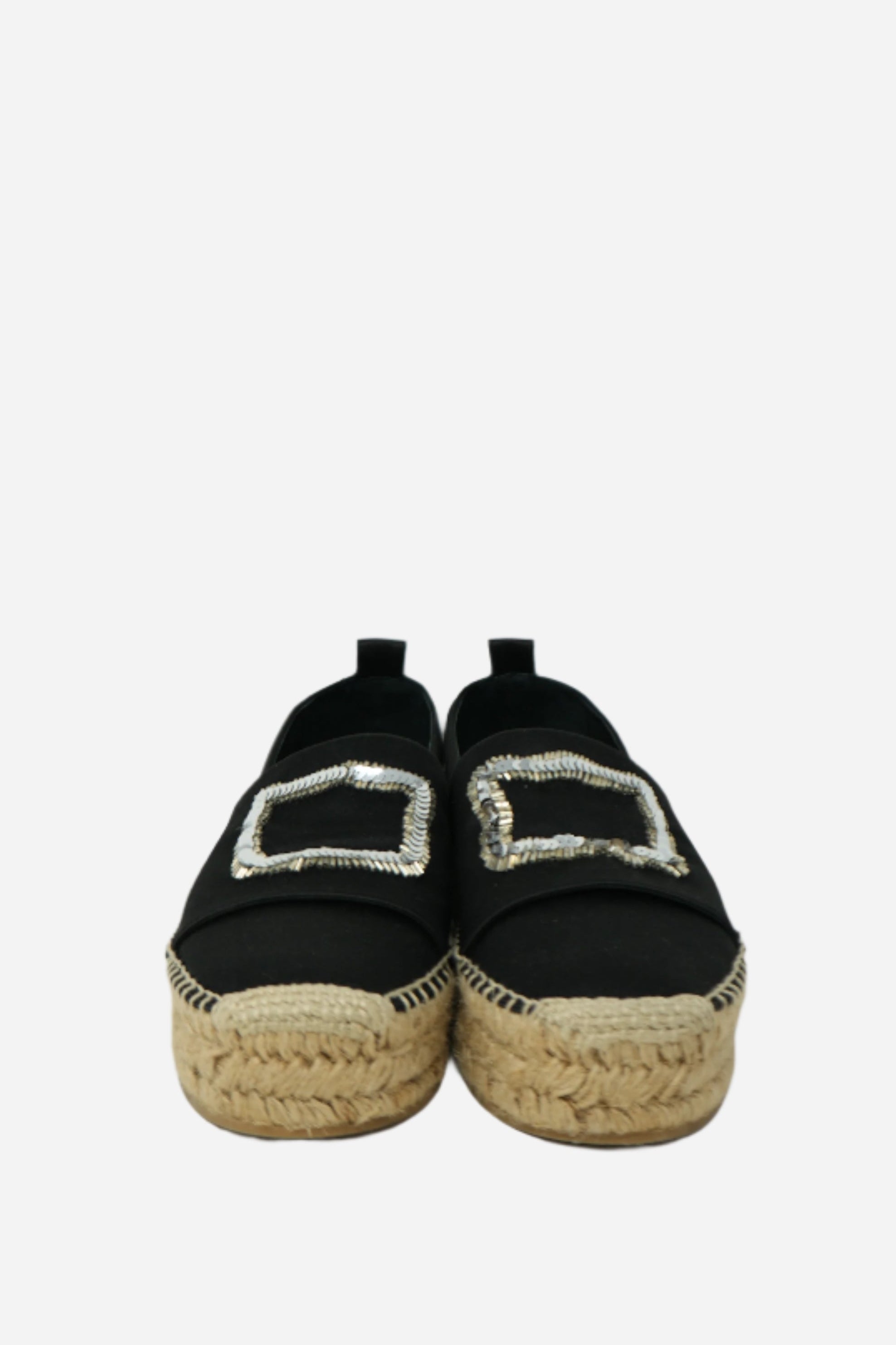 Roger Vivier Sequin Buckle Espadrilles Size 36.5