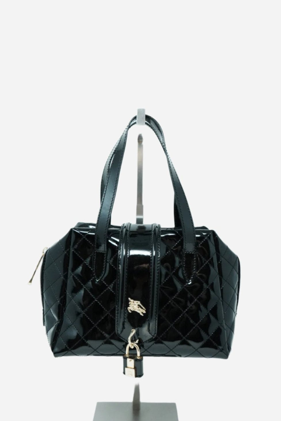 Burberry Patent Quilted Top Handle Bag