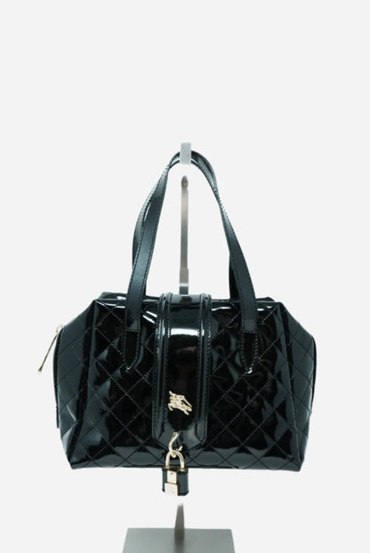 Burberry Patent Quilted Top Handle Bag