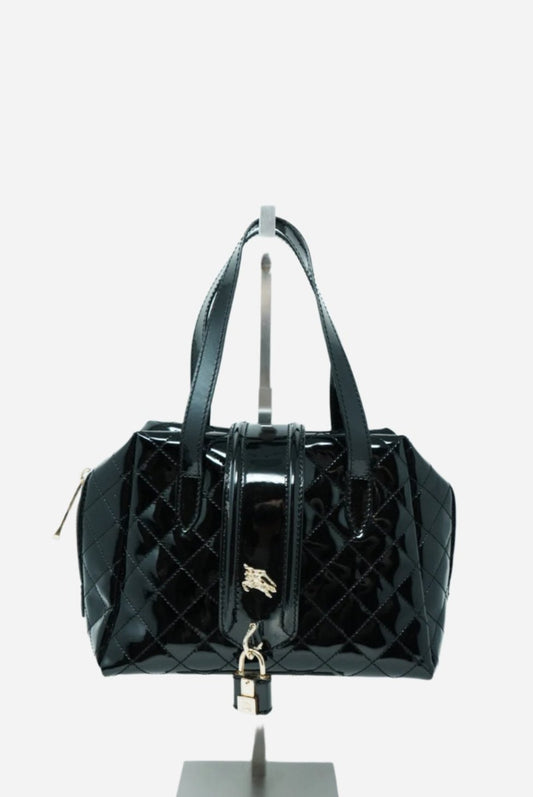 Burberry Patent Quilted Top Handle Bag