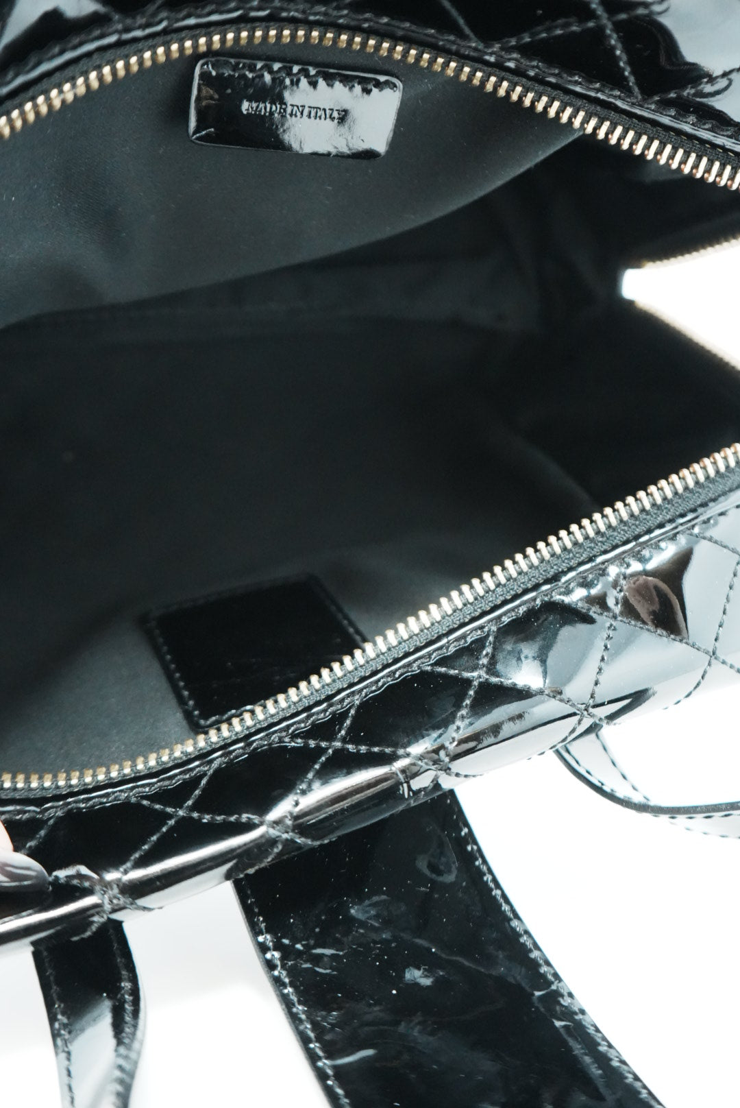 Burberry Patent Quilted Top Handle Bag