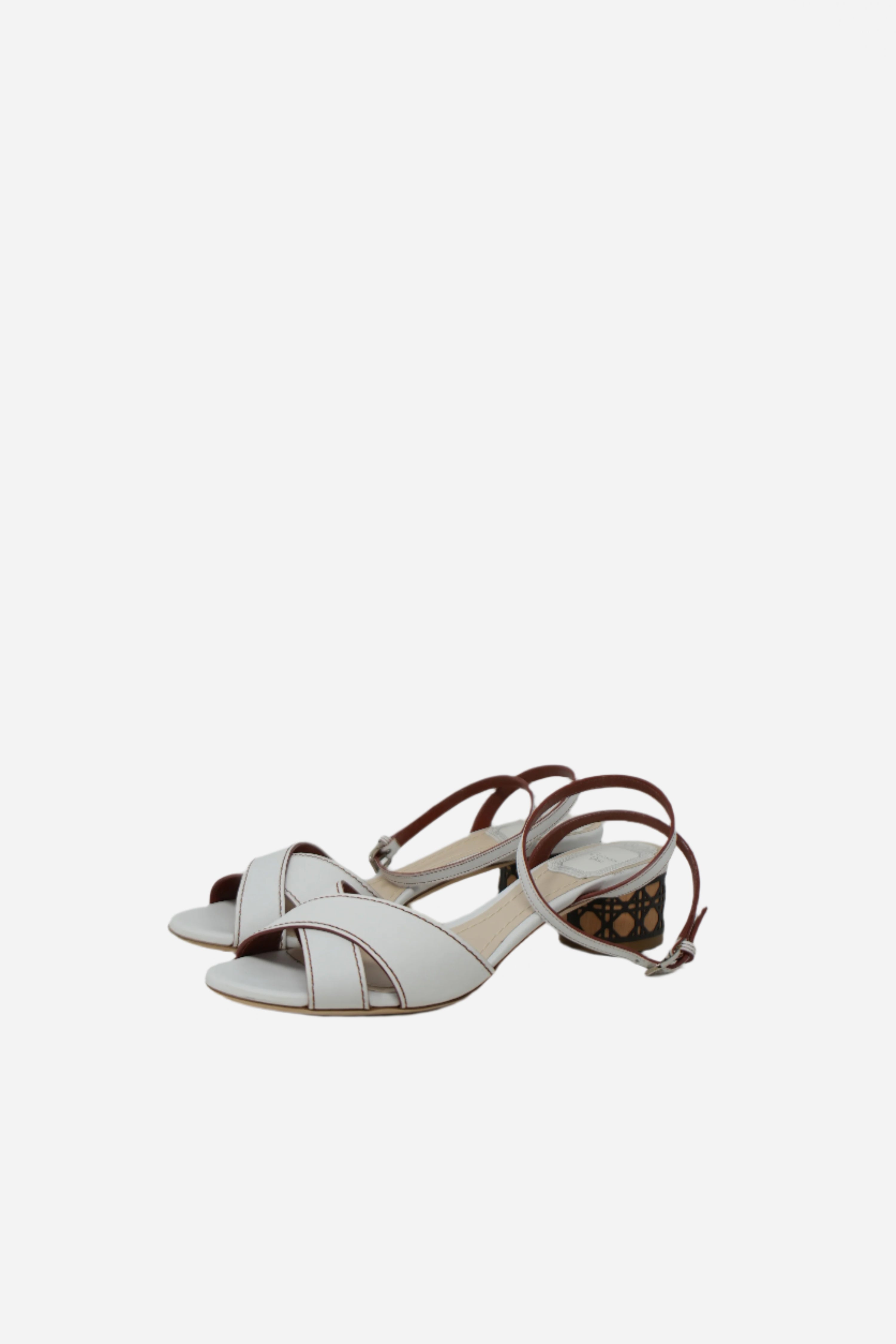 Dior White Calfskin Criss-Cross Sandals