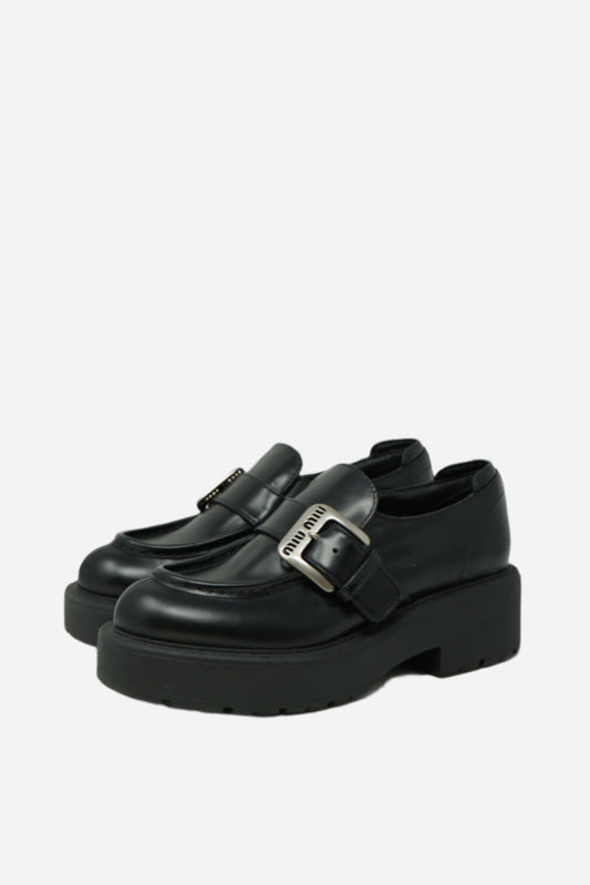 Miu Miu Calfskin Platform Loafers Size 38.5