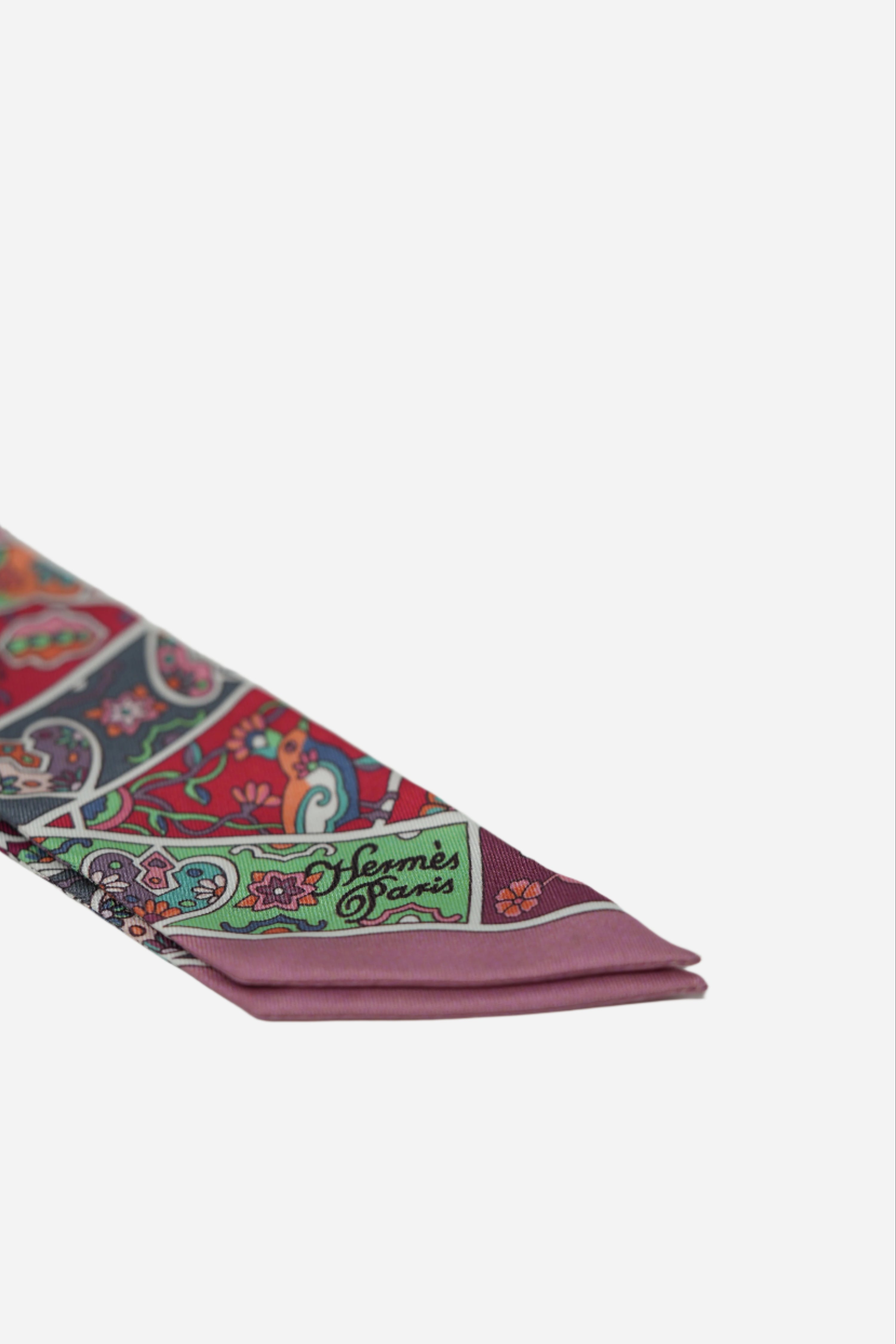 Hermes Twilly Scarf Red Bird&Floral Print Never Worn