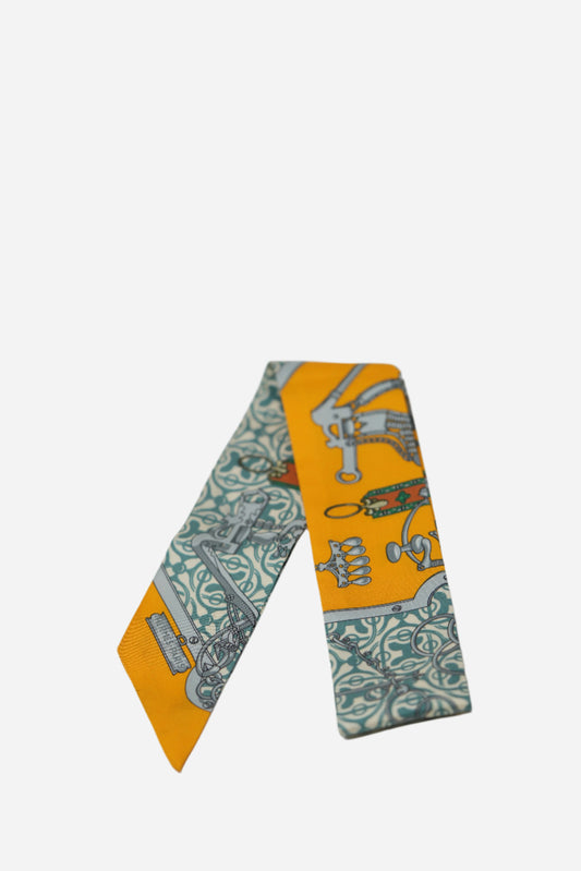 Hermes Twilly Scarf Mors Et Gourmettes Remix Yellow/Green Never Worn W/box