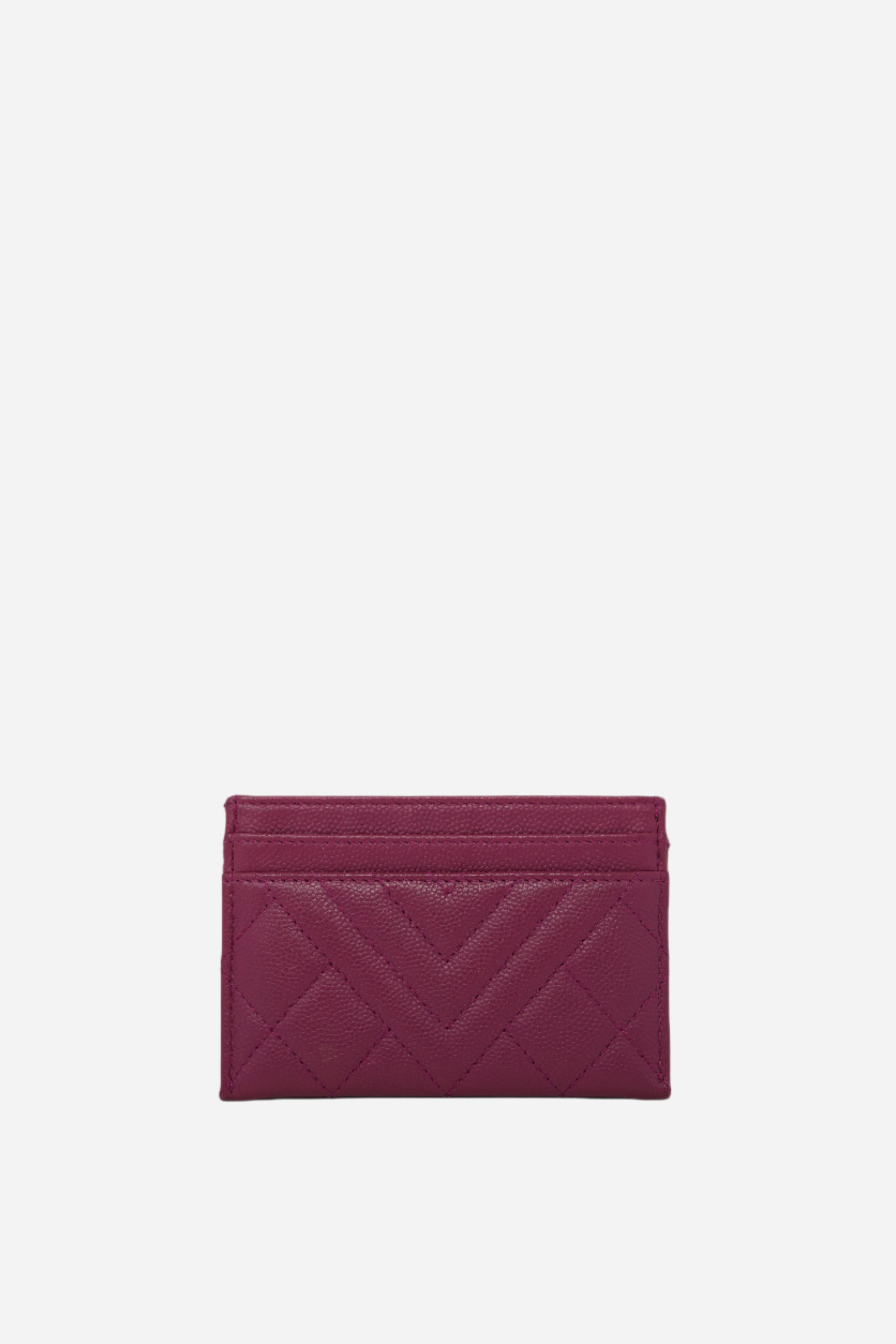 Pre-Owned Chanel Fuchsia Caviar Card Holder