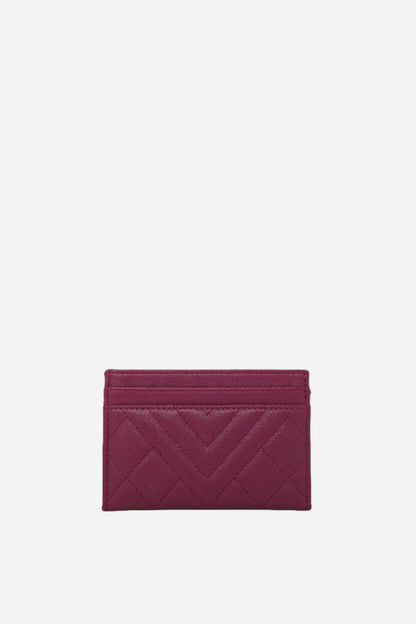 Pre-Owned Chanel Fuchsia Caviar Card Holder