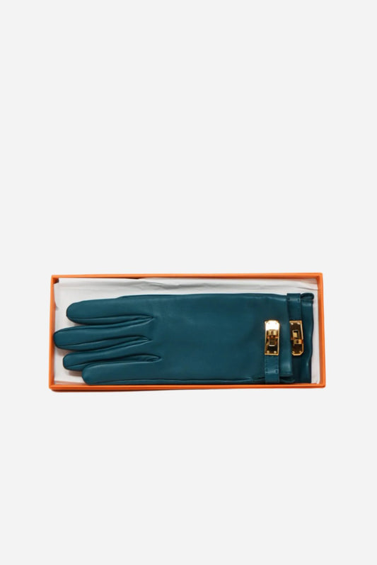 Hermes Leather Soya Gloves Blue