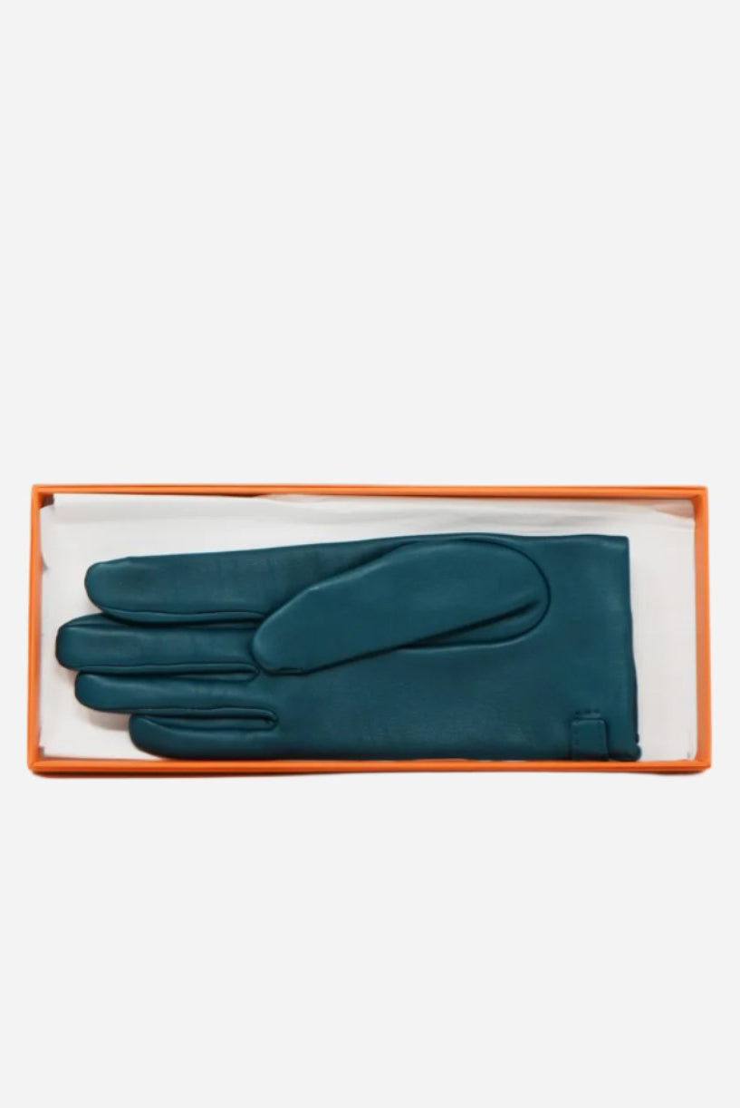 Hermes Leather Soya Gloves Blue