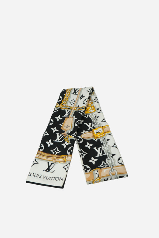 Louis Vuitton Monogram Bandeau Silk Scarf Black/White