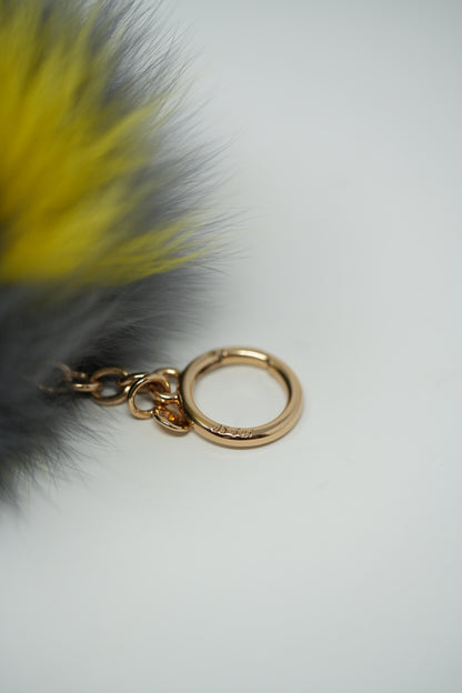 Fendi Fox Fur Charm Grey/Yellow