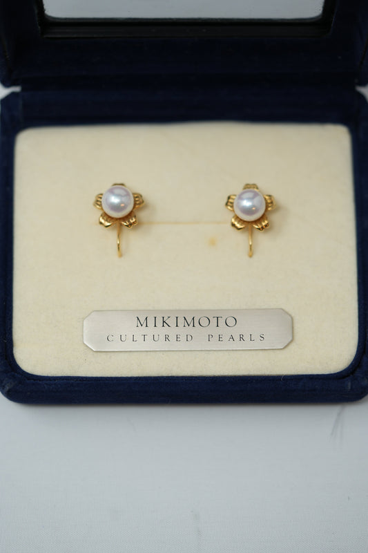Mikimoto Flower Pearl Earrings