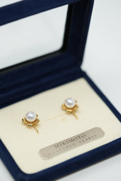 Mikimoto Flower Pearl Earrings