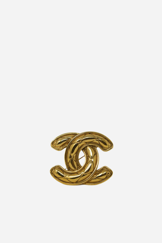 Pre-owned CHANEL 80's Quilted CC Brooch Large
