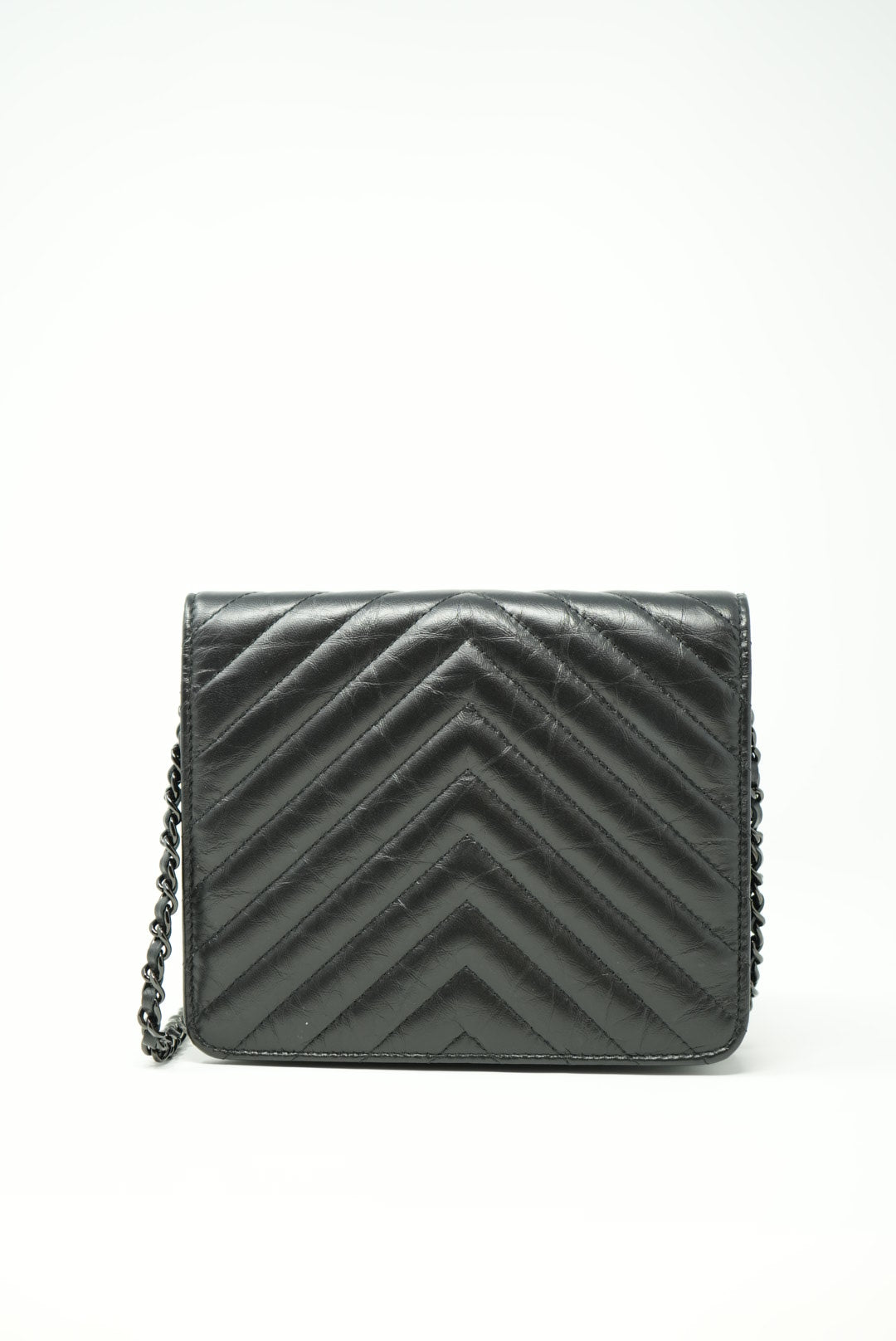 Pre-Owned Chanel Chevron 2.55 Black WOC