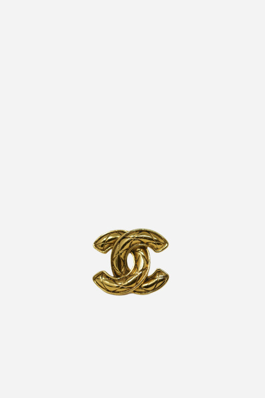 Pre-owned CHANEL 80's Quilted CC Brooch Small