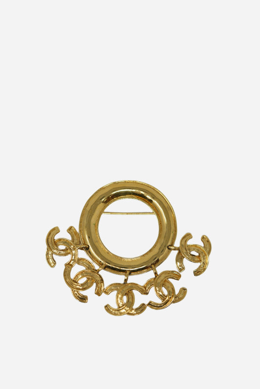 Pre-owned CHANEL 90's CC Charm Brooch Pin Gold