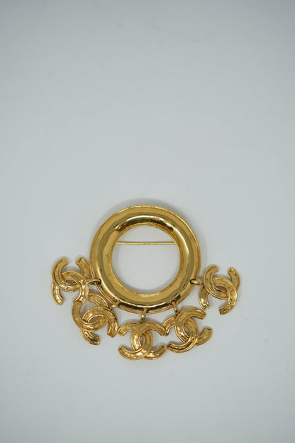 Pre-owned CHANEL 90's CC Charm Brooch Pin Gold