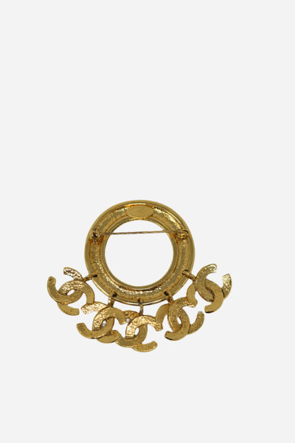 Pre-owned CHANEL 90's CC Charm Brooch Pin Gold