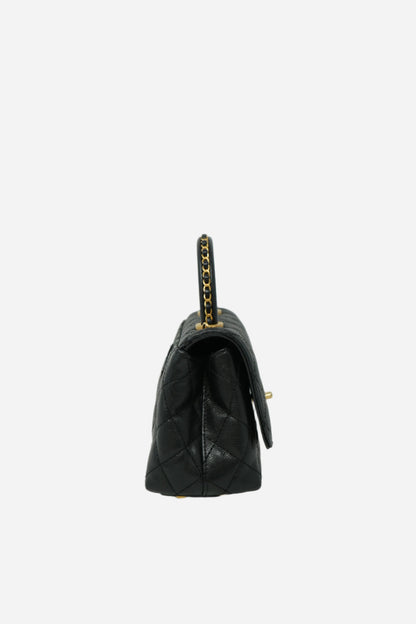 Pre-Owned Chanel Black Caviar Extra Mini Chain Wrapped Coco Handle
