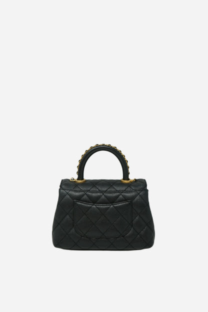 Pre-Owned Chanel Black Caviar Extra Mini Chain Wrapped Coco Handle