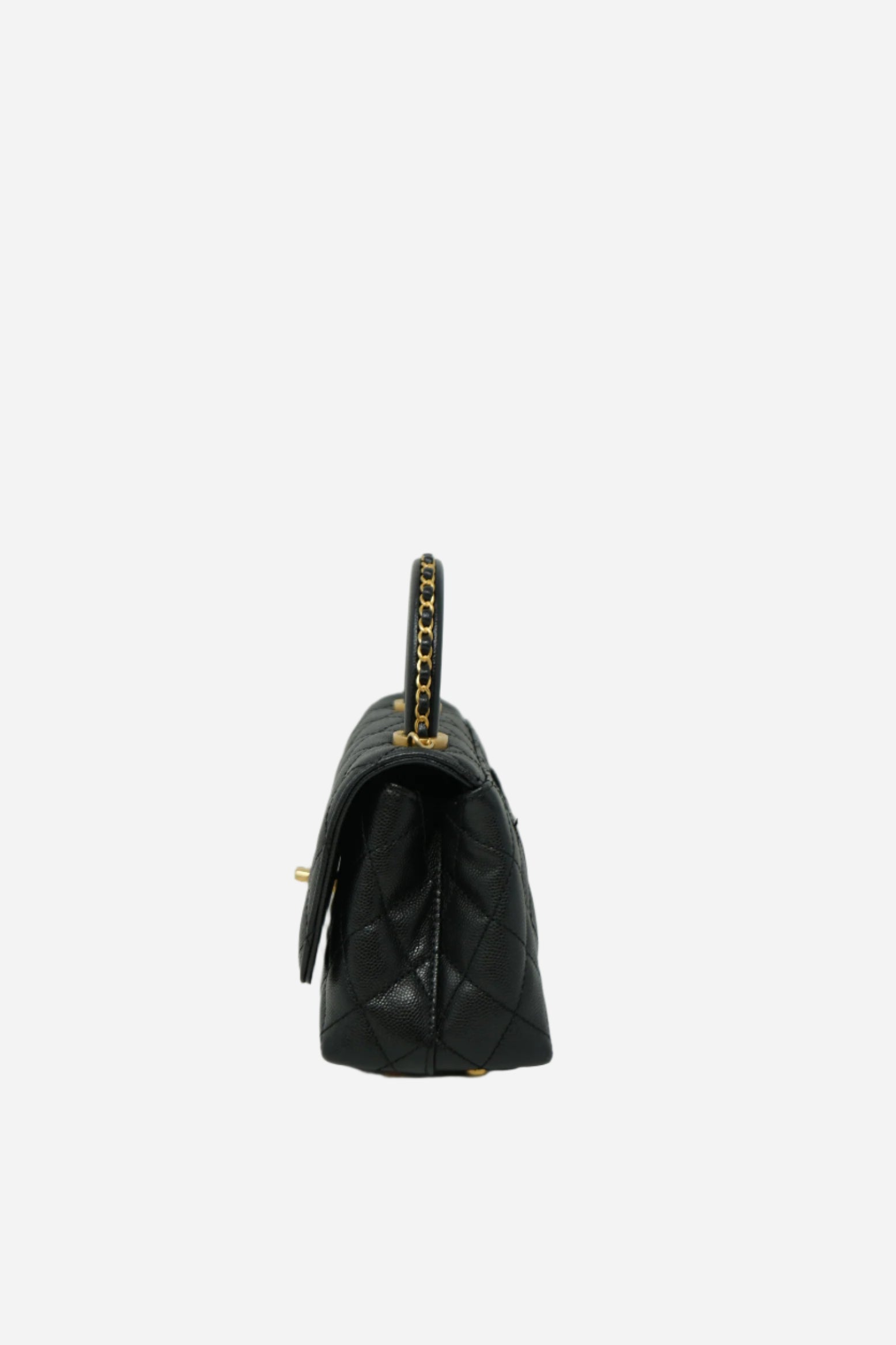 Pre-Owned Chanel Black Caviar Extra Mini Chain Wrapped Coco Handle