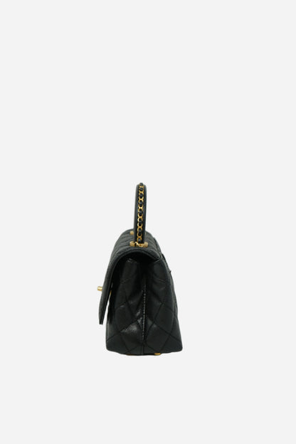 Pre-Owned Chanel Black Caviar Extra Mini Chain Wrapped Coco Handle